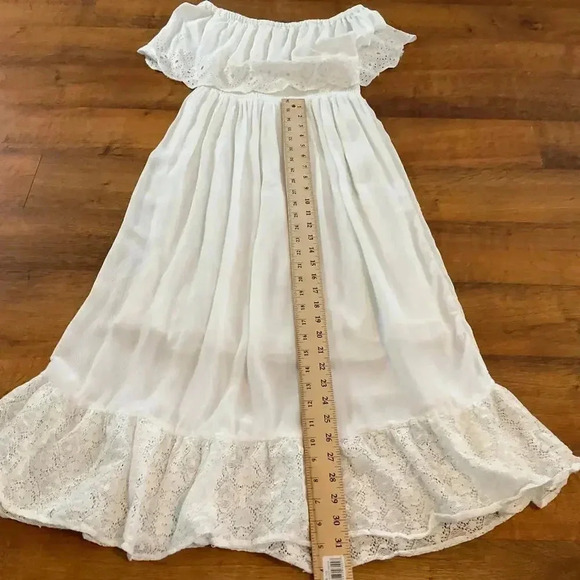 NADC Ruffled Eyelet White Off Shoulder Womens Maxi Dress Size Small - Picture 3 of 6